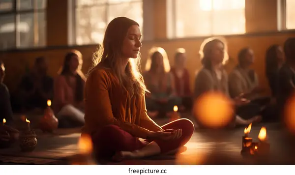 a group of people meditating in a yoga studio