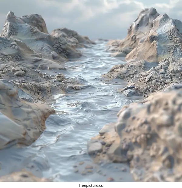 Rocky river flowing through a canyon