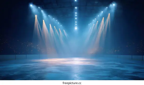 Empty Ice Skating Rink Stage with Spotlight