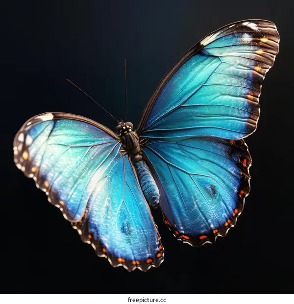 Close-up of a Beautiful Blue Morpho Butterfly