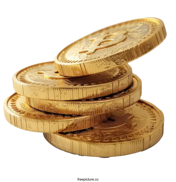 [Transparent Background PNG]A stack of gold coins
