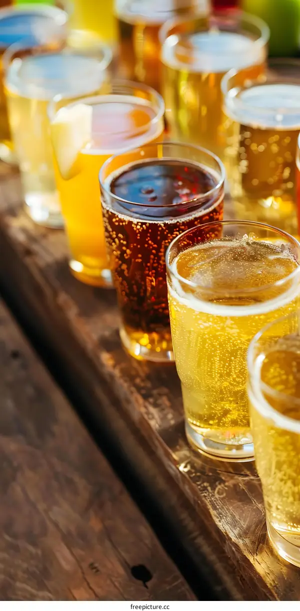 Assortment of Refreshing Beverages in Glass Tumblers