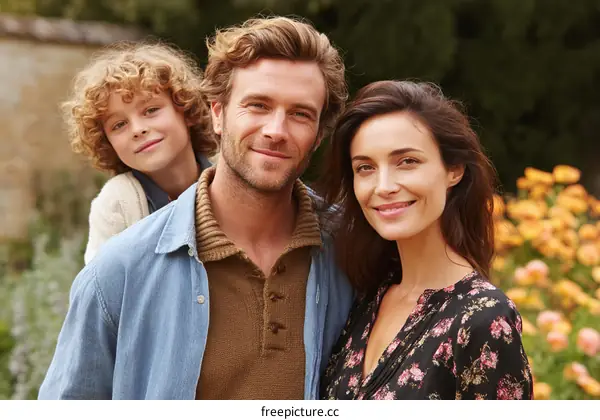 Family Portrait in a Garden Setting