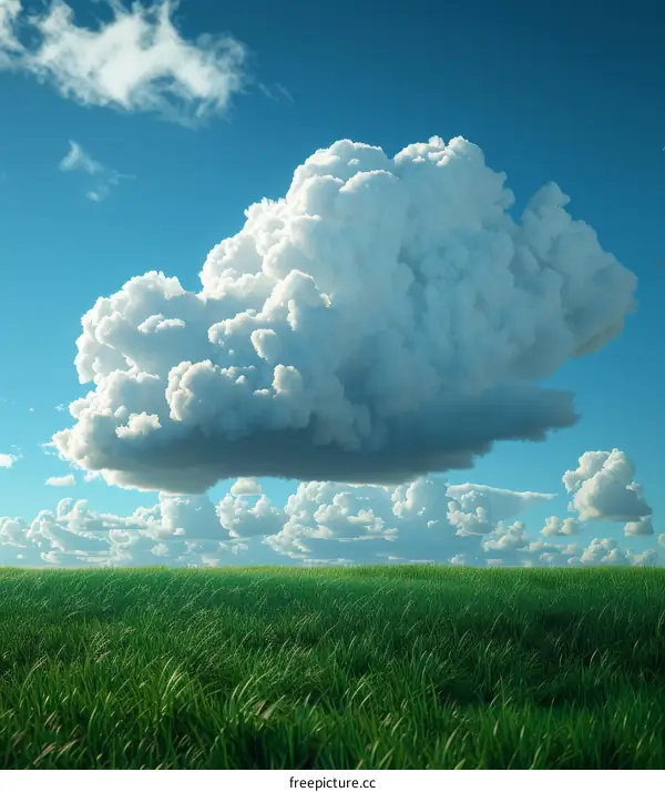 A Majestic White Cloud Soars in a Clear Blue Sky