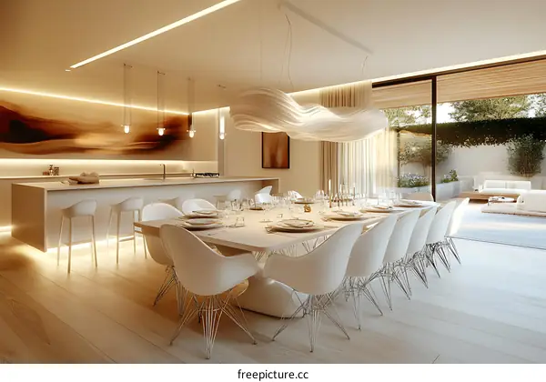 Modern Dining Room with Open Kitchen