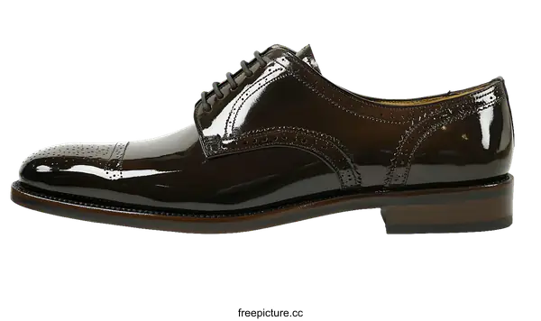 [Transparent Background PNG]Stylish Polished Leather Brogue Derby Shoes