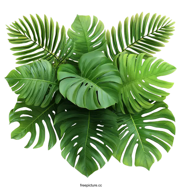 [Transparent Background PNG]Tropical Lush Leaves Arrangement
