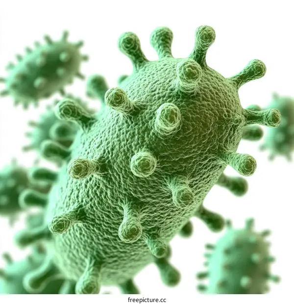 Close-up Virus Structure 3D Illustration