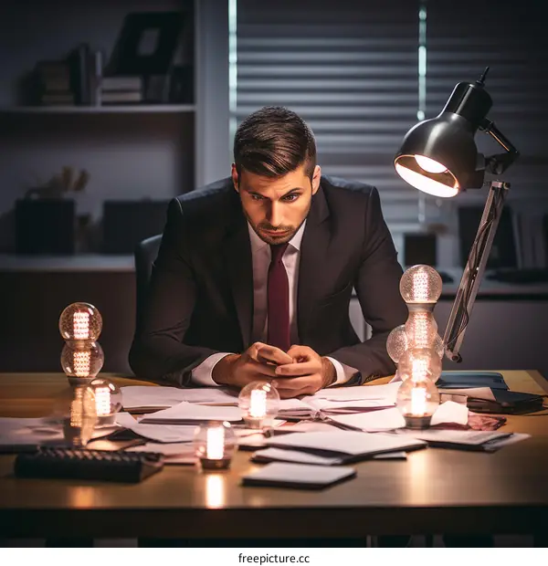 Working late at night to meet a tight project deadline