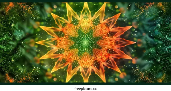 Glowing Kaleidoscope in Green and Orange