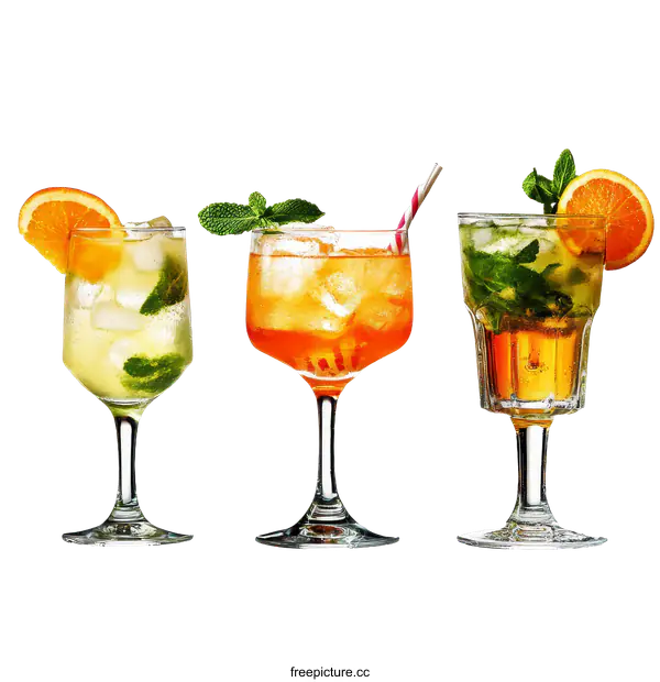 [Transparent Background PNG]Colorful Refreshing Summer Cocktails