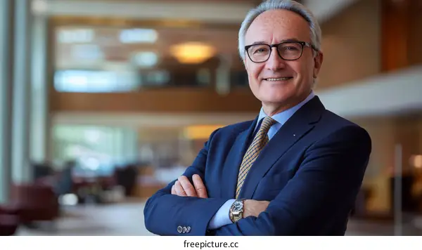 Confident Business Executive Portrait in Modern Lobby