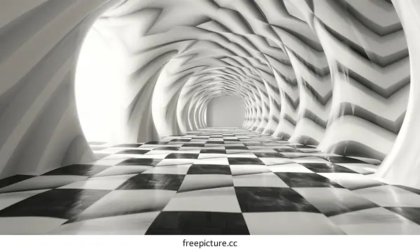 Futuristic Black and White Tunnel