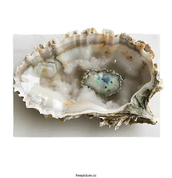 [Transparent Background PNG]Close-up of a baroque pearl oyster shell with a colorful abalone pearl