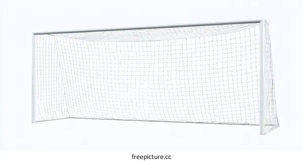 Empty Soccer Goal Net on White Background