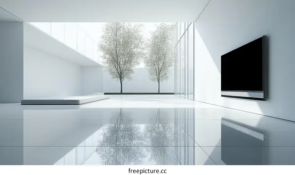 Modern Minimalist Interior Design with Wall-mounted TV