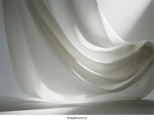 Soft White Fabric Curtains with Gentle Curves and Light