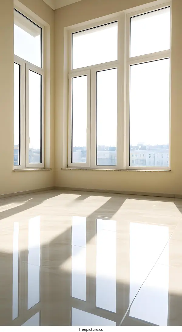 Modern Empty Room With Large Windows