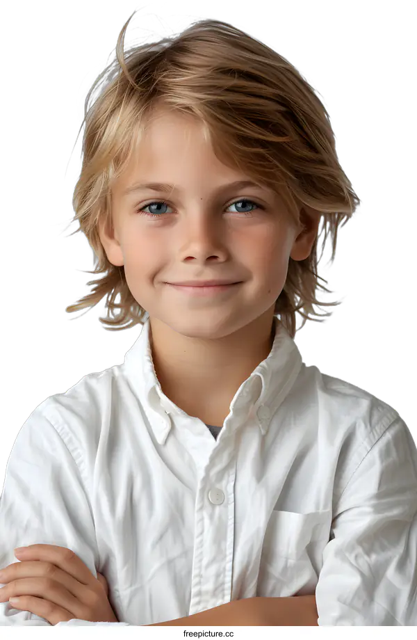 [Transparent Background PNG]Smiling boy with arms crossed