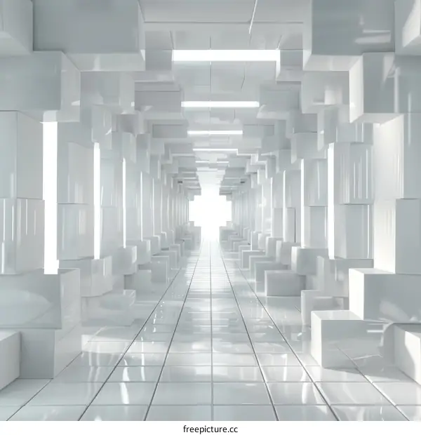 Futuristic white sci-fi corridor