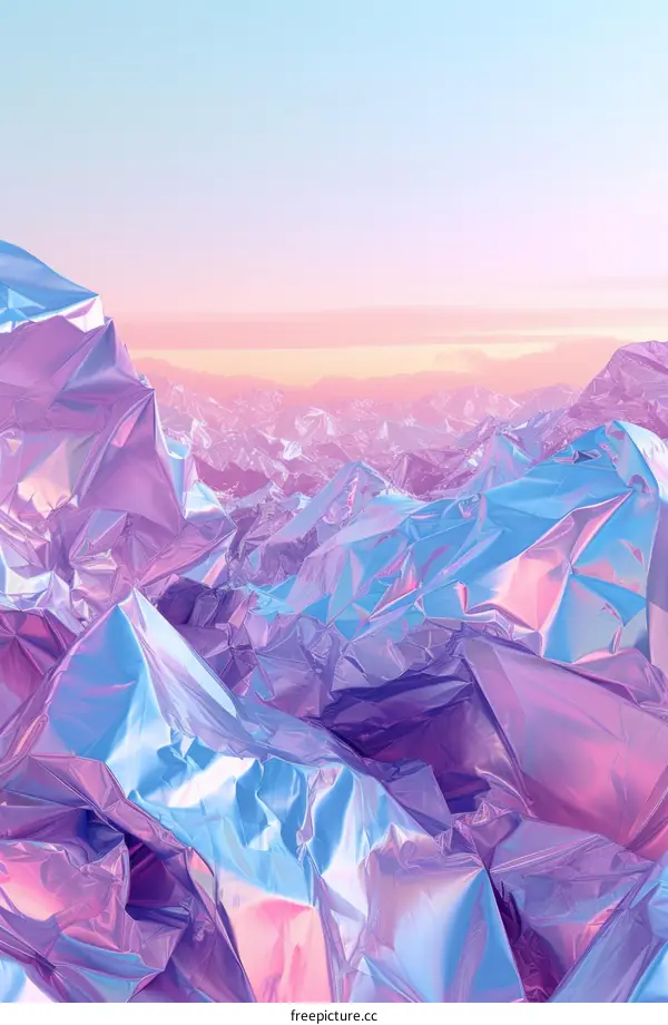 iridescent crumpled foil mountain landscape