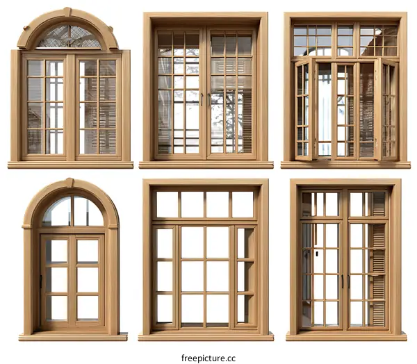 Assortment of Classic Wooden Windows and Doors