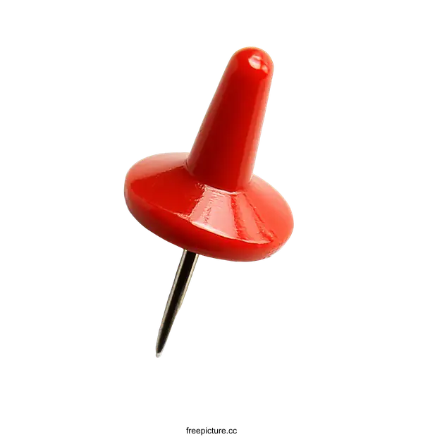 [Transparent Background PNG]Close-up of a Red Pushpin on a White Background
