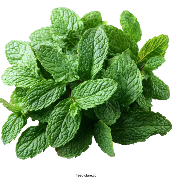 [Transparent Background PNG]Fresh Mint Leaves Close Up