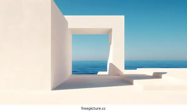 Minimalist White Architecture with Ocean View