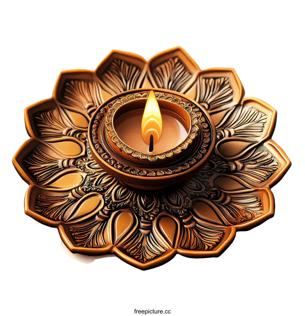 [Transparent Background PNG]Golden Diya for Festival Celebration