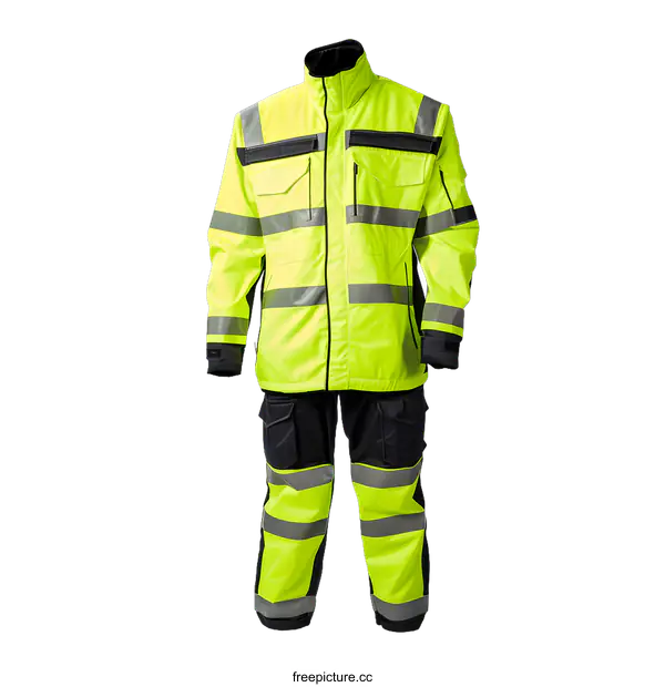[Transparent Background PNG]High Visibility Safety Workwear Jacket and Pants