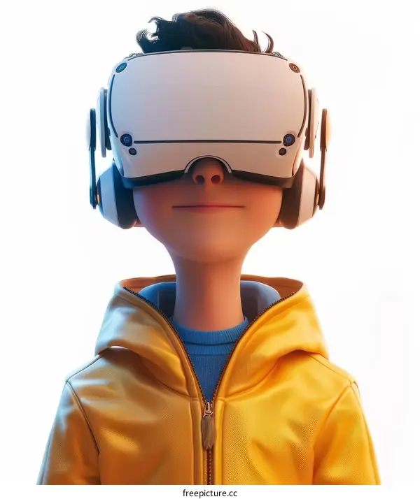 Boy Immersed in Virtual Reality