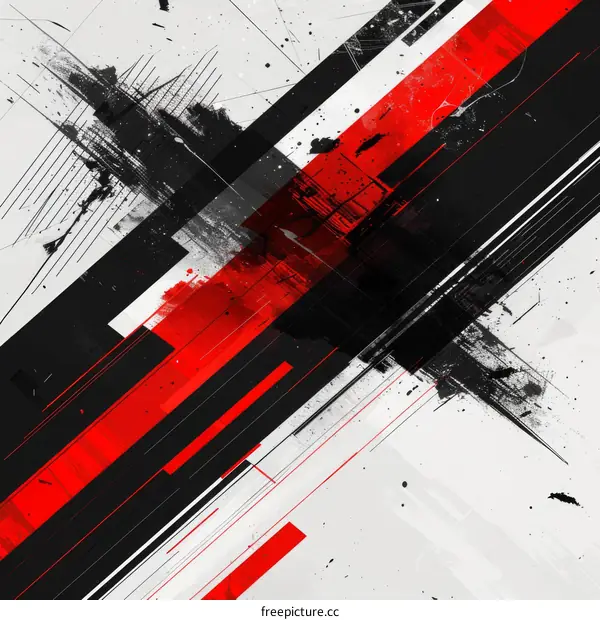 Abstract Painting in Black, Red, and White