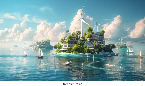 Floating eco-city in the middle of the ocean