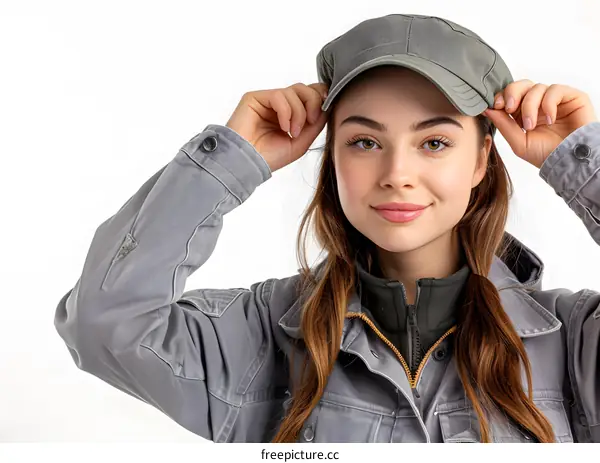 Portrait of a young woman wearing a hat