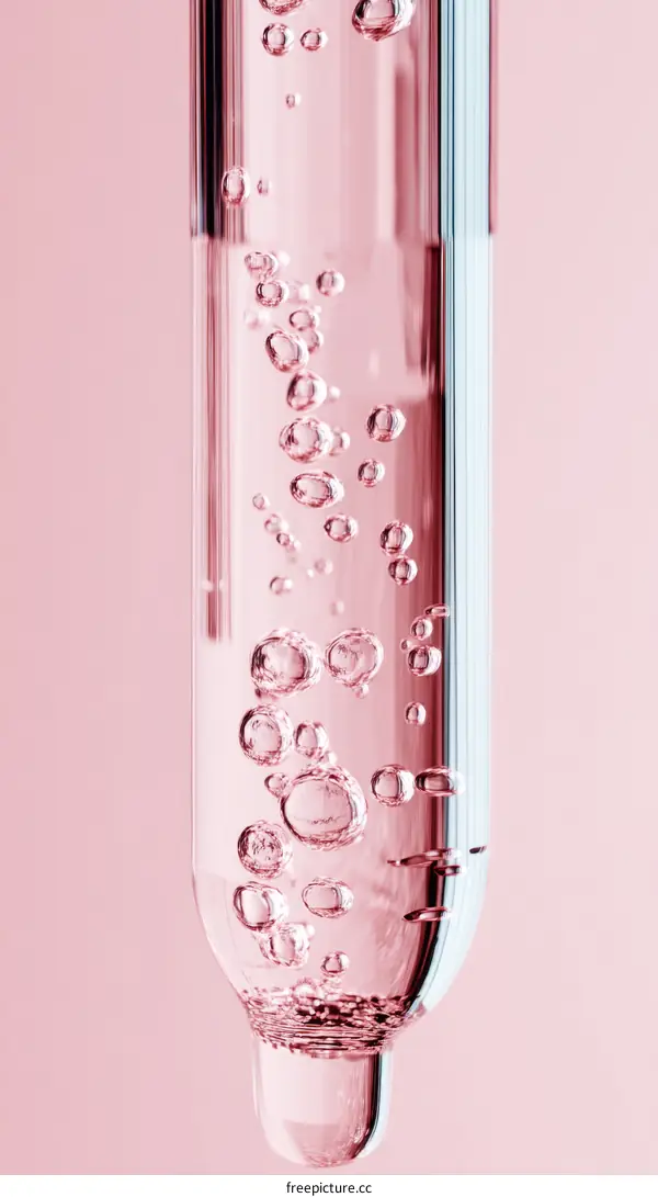 Close-up of Pink Serum Dropper with Bubbles