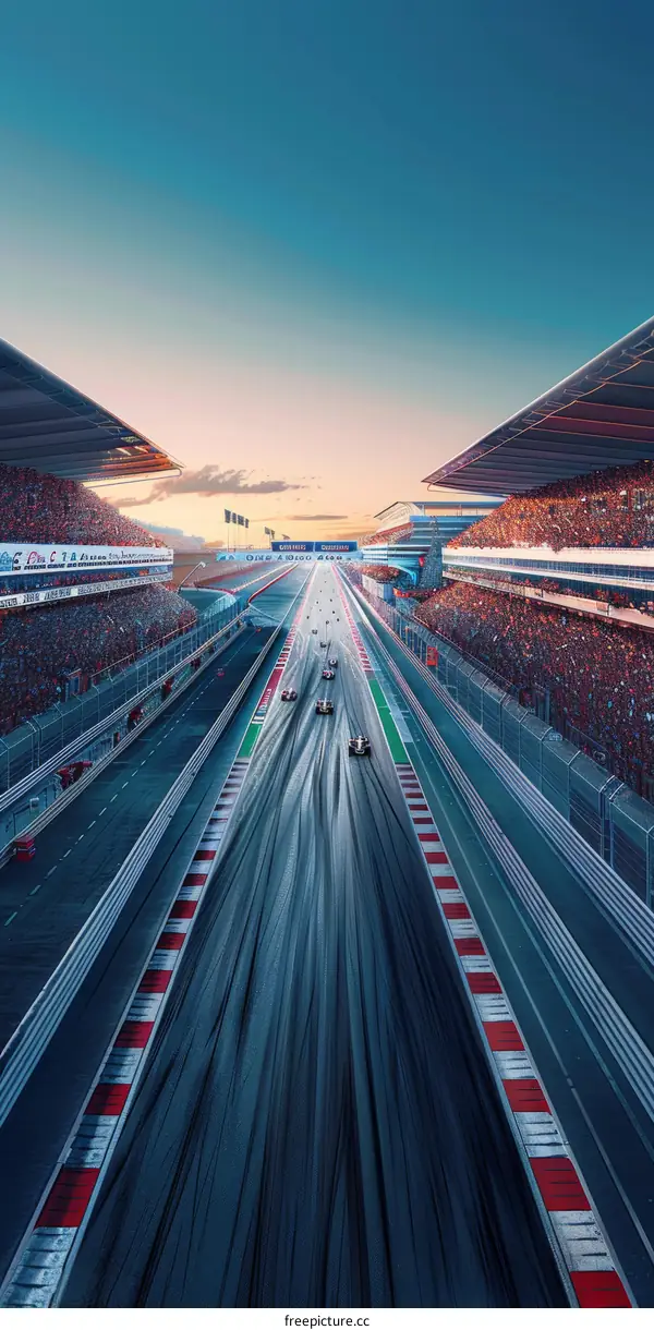 Formula 1 Cars Racing on Track