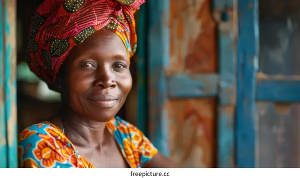 African Woman Portrait with Traditional Headwrap