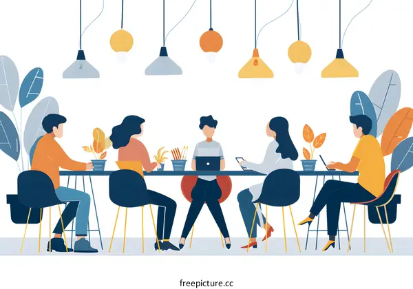 Group of People Working Together at a Table in an Office