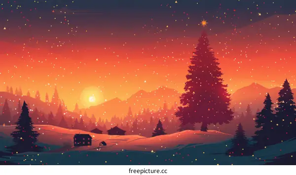 Snowy Christmas Village Landscape