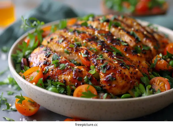 Grilled Chicken Breast with Tomatoes and Parsley: Healthy and Delicious