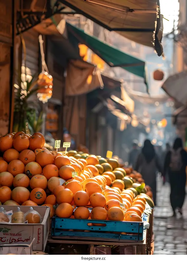 Fresh Oranges For Sale in a Middle Eastern Market