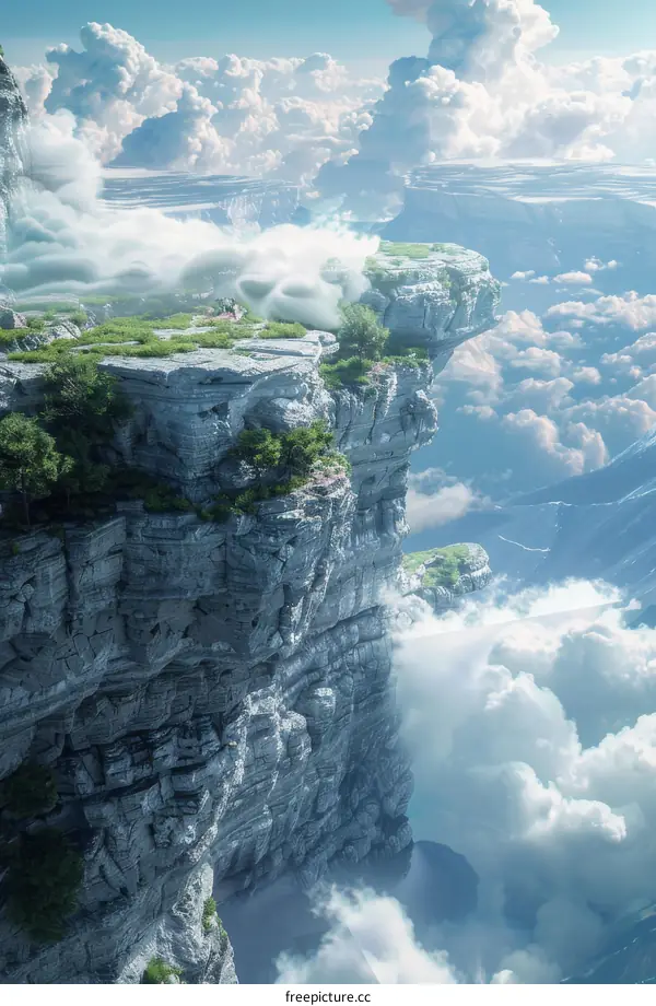 Cloud-Kissed Mountain Cliffside Fantasy