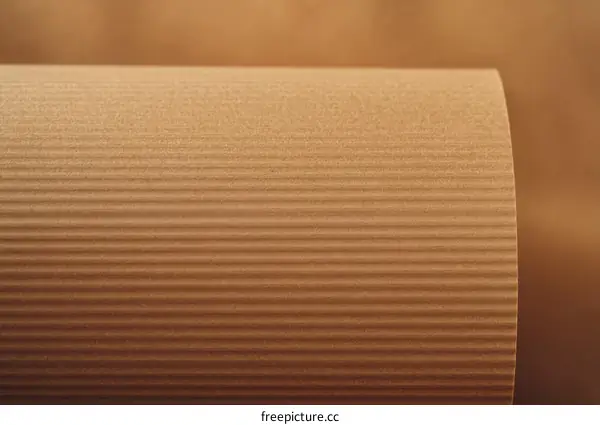 Close-up of a Rolled Brown Cardboard Texture