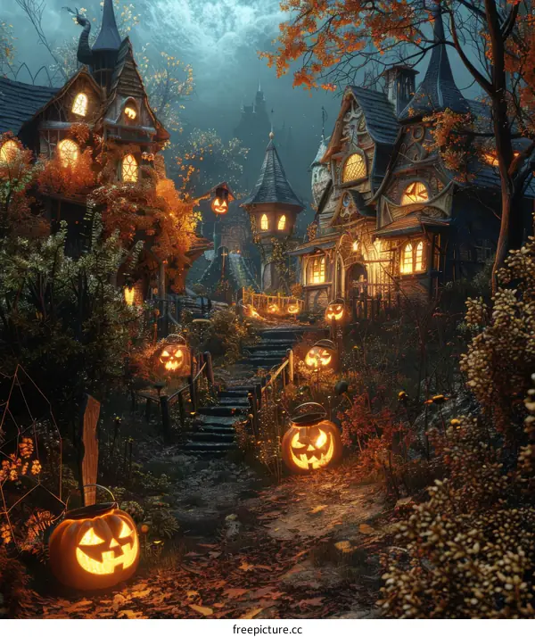 Enchanted Pumpkin Village: Elves & Magic