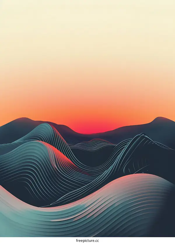 Abstract Art Sunset Mountain Landscape