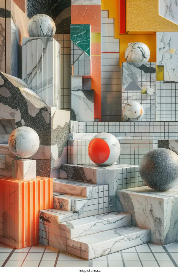 Abstract Architectural Composition with Geometric Shapes and Textures