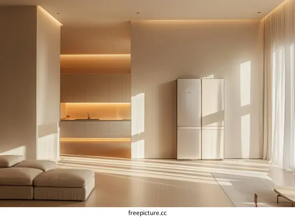 Warm and inviting minimalist interior design with neutral colors