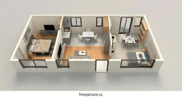 Top View of a Modern Apartment Floor Plan
