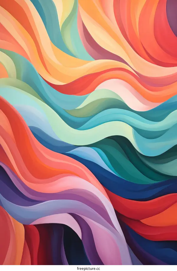 Abstract Painting with Flowing Shapes and Vibrant Colors